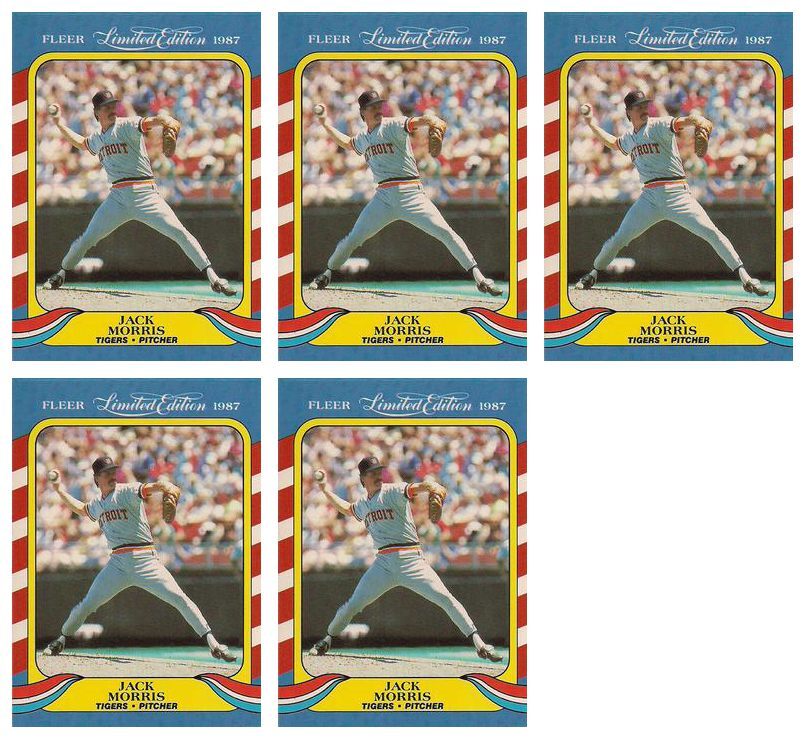 (5) 1987 Fleer Limited Edition Baseball #28 Jack Morris Lot Detroit Tigers