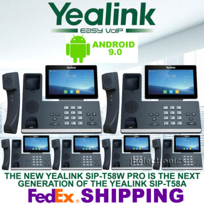 YEALINK SIP-T58W PRO IP PHONE WIFI BLUETOOTH ANDROID - 6 PHONES
