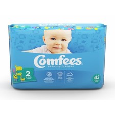 Comfees Baby Diaper, Tab Closure, Size 2, Disposable, Moderate, Bag of 42