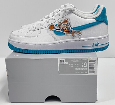 Nike Air Force 1 Space Jam Hare White Blue Grade School Youth  DM3353 100  5.5