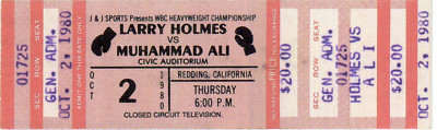 MUHAMMAD ALI v Larry Holmes Redding, California Fight Ticket 1980 7''x2'' Reprint