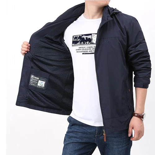 Herren Wasserabweisend Reißverschluss Kapuze Windbreaker Wandern Taktische Jacke Mäntel - Bild 4 von 17