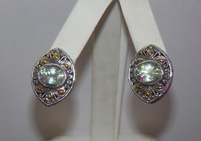 BJC Samuel Benham 18k & Sterling Silver Topaz Leverback Earrings, #R025