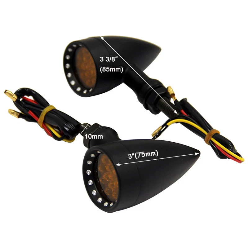 Motorcycle Stop Running Red Turn Signals Black 10mm For Harley Honda Touiring MT - Image 4 of 4