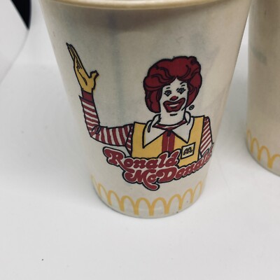 McDonald's Vintage 1980s Lot Of 9 Waxed Paper Courtesy Cups/Ronald