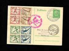 Zeppelin Sieger 427Ba 1936 LZ129 Olympic Flight Germany Post on Post Stationery