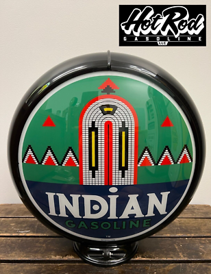 #ad #ad INDIAN GASOLINE Reproduction 13.5quot; Gas Pump Globe Black Body $175.00