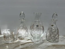 Crystalex 1970’s Bar Set Of 4 Vintage Mcm Boho