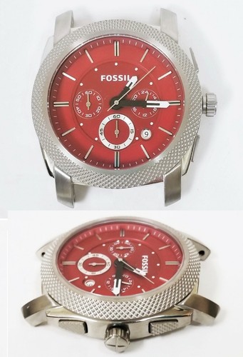 NEW FOSSIL MACHINE SILVER TONE,DARK RED 