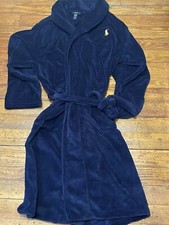 Polo Ralph Lauren Sleepwear Bath Robe Men's OS Big Pony With Pockets Navy j7
