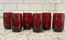 Anchor Hocking Glass Royal Ruby Red Roly Poly Flat Juice Glass Tumbler 6 pc Set