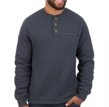 Coleman Lined Henley Shirt Bonded Waffle Sherpa 1/4 Snap Indigo Heather XXL