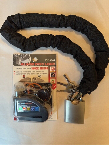 Motorcycle Brake Disk Lock with Alarm and Heavy Duty Chain Lock. DF 8307 - Picture 2 of 6