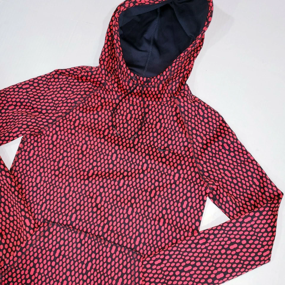 Nike Womens XS Hoodie Speckled Black Red Pullover Sweatshirt Training Therma Fit - Image 3 of 4