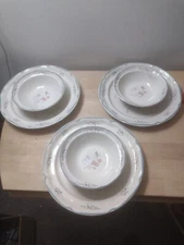 3 International China Company Marmalade Pattern Dinner Plates and 3 soup bowls
