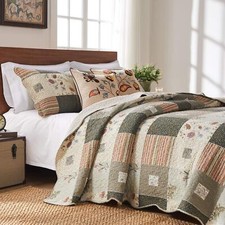 Greenland Home GL-1010GBSQ Sedona Quilt Set 5-Piece Full/Queen Gray