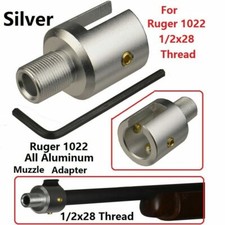 Aluminum Silver Ruger 10 22 1022 10/22 Thread Muzzle Adapter 1/2x28 Thread