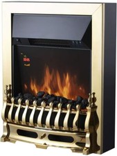 Electric Fire 2kW LED Flame, Warmlite WL45049 Whitby with Remote Control, Brass