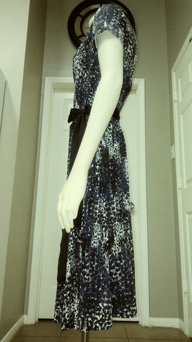 Donna Karan New York Women's XS Jersey Wrap Dress S/S Belted All Over Print  | eBay