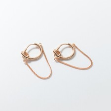 1 Pair Woman Real s925 Sterling Silver Knot Tassel Earring Clip Huggie Hoop