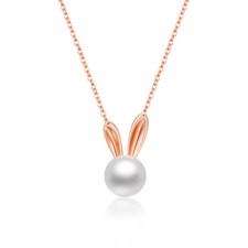 Women Rabbit Pearl Necklace Bunny Pendants 925 Sterling Silver Jewelry Gifts
