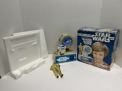 STAR WARS 1980 Quartz Talking Alarm Clock C-3PO R2D2 with Box