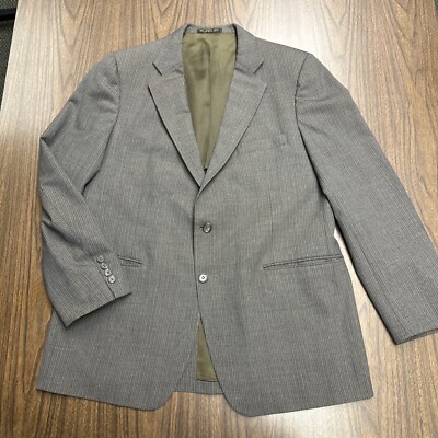 Stonehaven Mens 44 R regular pure Wool Brown Pin Striped Blazer suit sport Coat