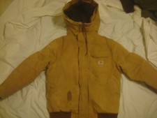Vintsge Carhartt JQ386 Brown Tan Union Made USA Jacket Faded Distressed Medium