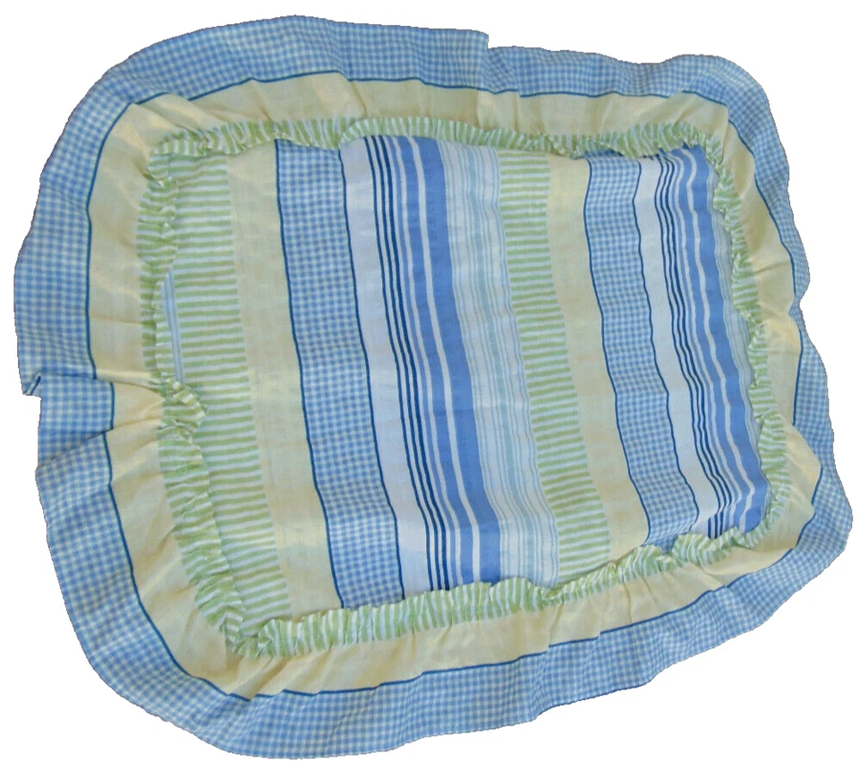 JUEGO COMPLETO COLCHA A RAYAS GINGHAM MULTICOLOR AZUL DOLLY MADISON INC. DE COLECCIÓN Foto 2 de 4