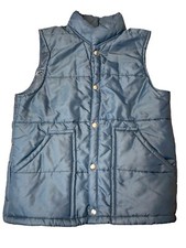 Vtg 70's Swingster Men's Blue Nylon Quilted Work Hunting Chore Puffy Vest Small