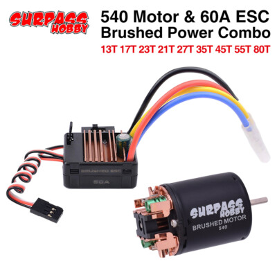 540 Bürstenmotor 13T 17T 21T 23T 27T 35T 45T 55T 80T / 60A ESC für 1/10 RC Car