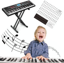 Piano Keyboard Stickers for Beginners, Reusable  Protective Piano Key Labels...