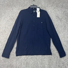 OOBE Brand Polo Shirt Men's Medium True Navy Blue Cotton Knit Long Sleeves New