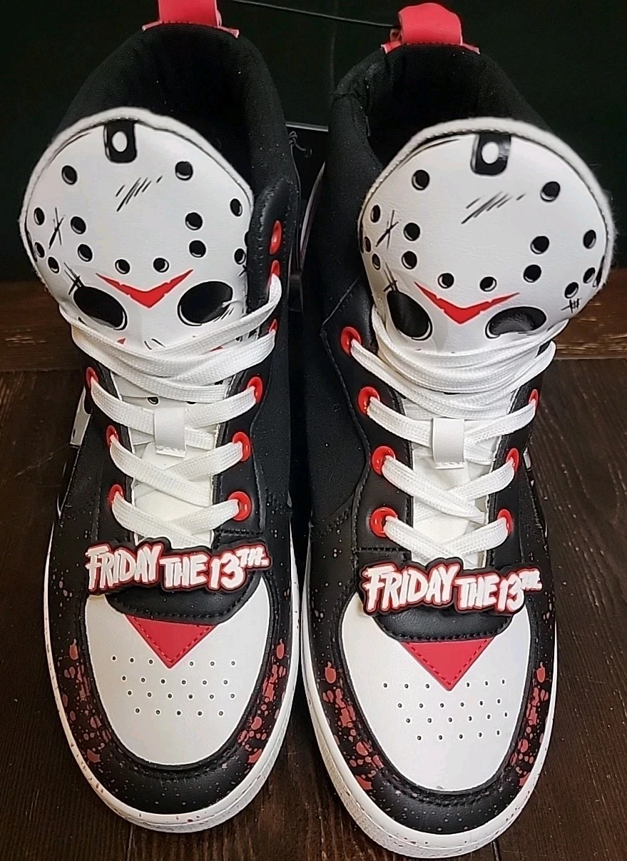 Rare Jason M 9.5 Friday The 13th HIGH Top Shoes Sneakers Black White RED ** NEW*