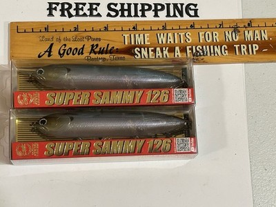 LOT OF 2 Lucky Craft Super Sammy 126 Topwater Floating Lure 5in 1oz Ghost Minnow