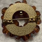 Vintage Yellow Aurora Borealis Glass Faceted Beads Open Circle Wreath Goldtone — photo 7