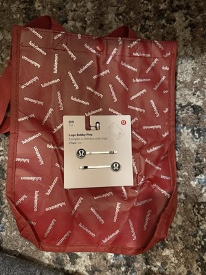 Lululemon Bobby Pins Black/Silver Logo 2-Pack + Reusable Tote Bag New