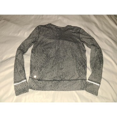 Lululemon Rush Hour Long Sleeve Top Black White Textured Print Women's Size 6