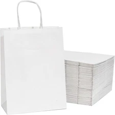 RACETOP White Paper Bags with Handles 8x4.5x10.8 Inch 25 Pcs Gift Bag Medium