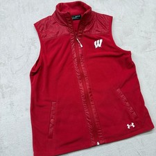 Wisconsin Badgers Fleece Vest Women's Medium Under Armour Red Polartec Game Day