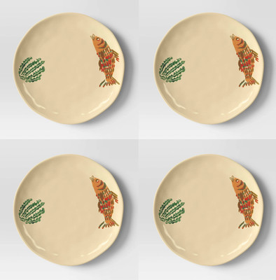 4x Target Threshold 9'' Stoneware Dinner Plate ~ Yellow Fish 2025 ~ NEW