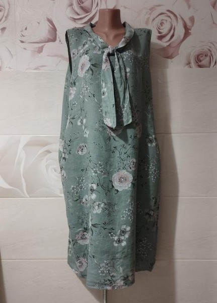 Women Milano Italy Dress Multicolor Linen XXXL