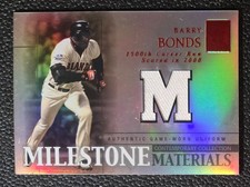 2003 Topps Tribute BARRY BONDS RED MILESTONE #MIM-BB2 GAME-WORN JERSEY RELIC /50
