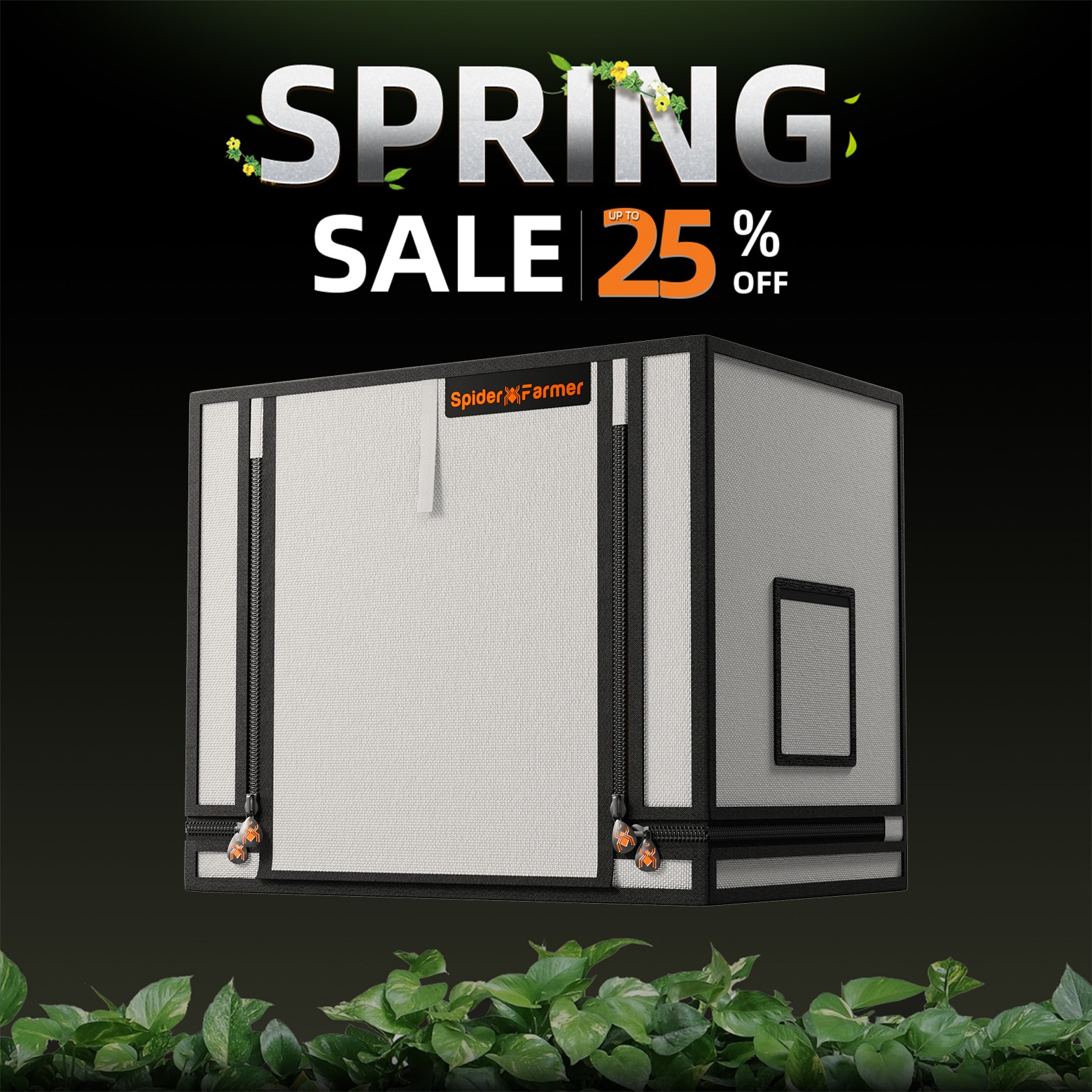 Spider Farmer Indoor Grow Tent 2000D Oxford Hydroponics Plant Cloning 60x40x50cm