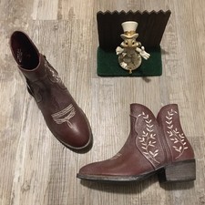 NEW Sterling River Boots SRC107 8.5 Brown Distressed Leather Western Ankle Boots