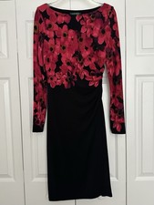 Lauren Ralph Lauren Women's Knee Length Floral Black Dress Formal Sz 4 Exc Cond