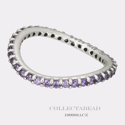 Authentic Pandora Sterling Silver Always Purple CZ Ring 190908ACZ