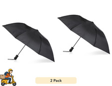  2 PACK  Totes - Black - Auto Open Umbrella With NeverWet - Recycled Fabric