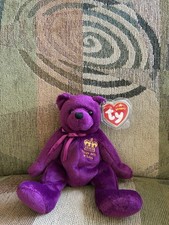 Ty Beanie Baby Majestic Queens 80th Birthday Bear Retired