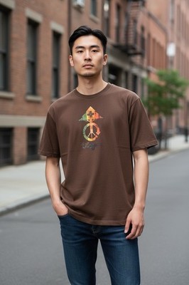 Vintage Roots & Equipments Brown Peace T-Shirt Size LRG READ